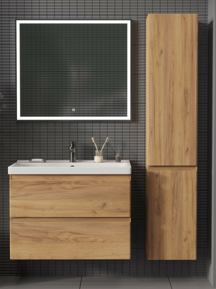 Тумба подвесная SanStar Riana 80 с раковиной Фостер 80, gold kraft