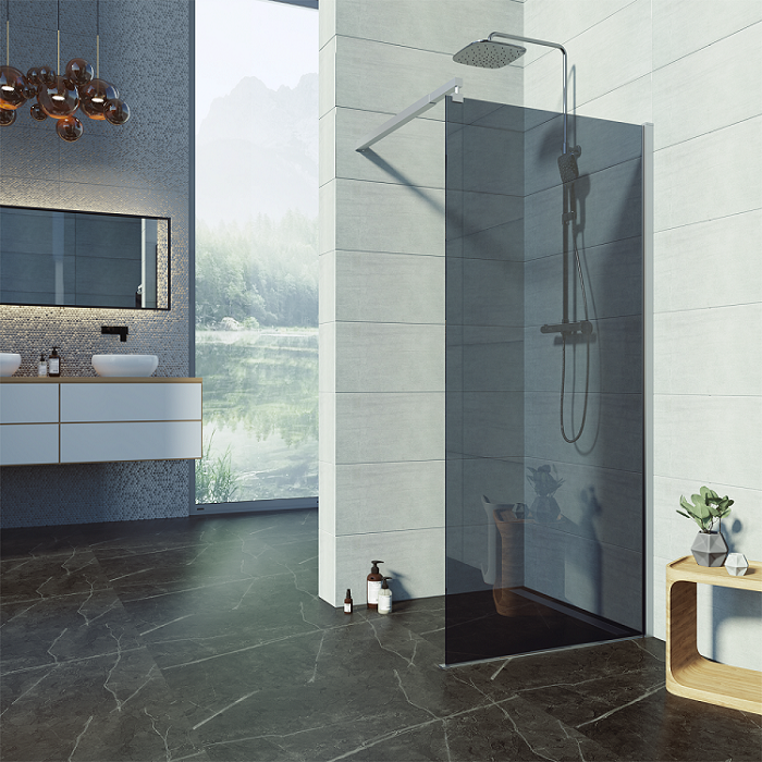 Душевая перегородка Alex Baitler AB29120S2 200х120 см тонированное стекло, профиль полированная сталь