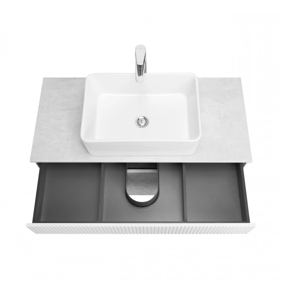 Тумба Aquaton Марбл слэйт 100 с раковиной MILA 50х35, белый матовый