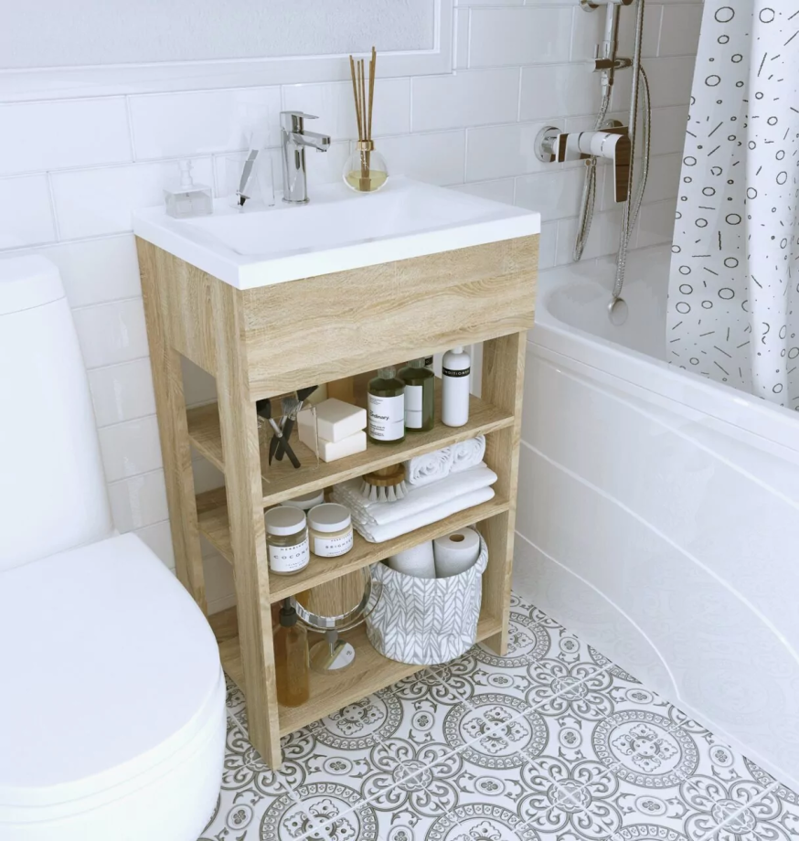 Тумба с раковиной напольная 1Marka Revo 50Н, 3 полки, дуб сонома