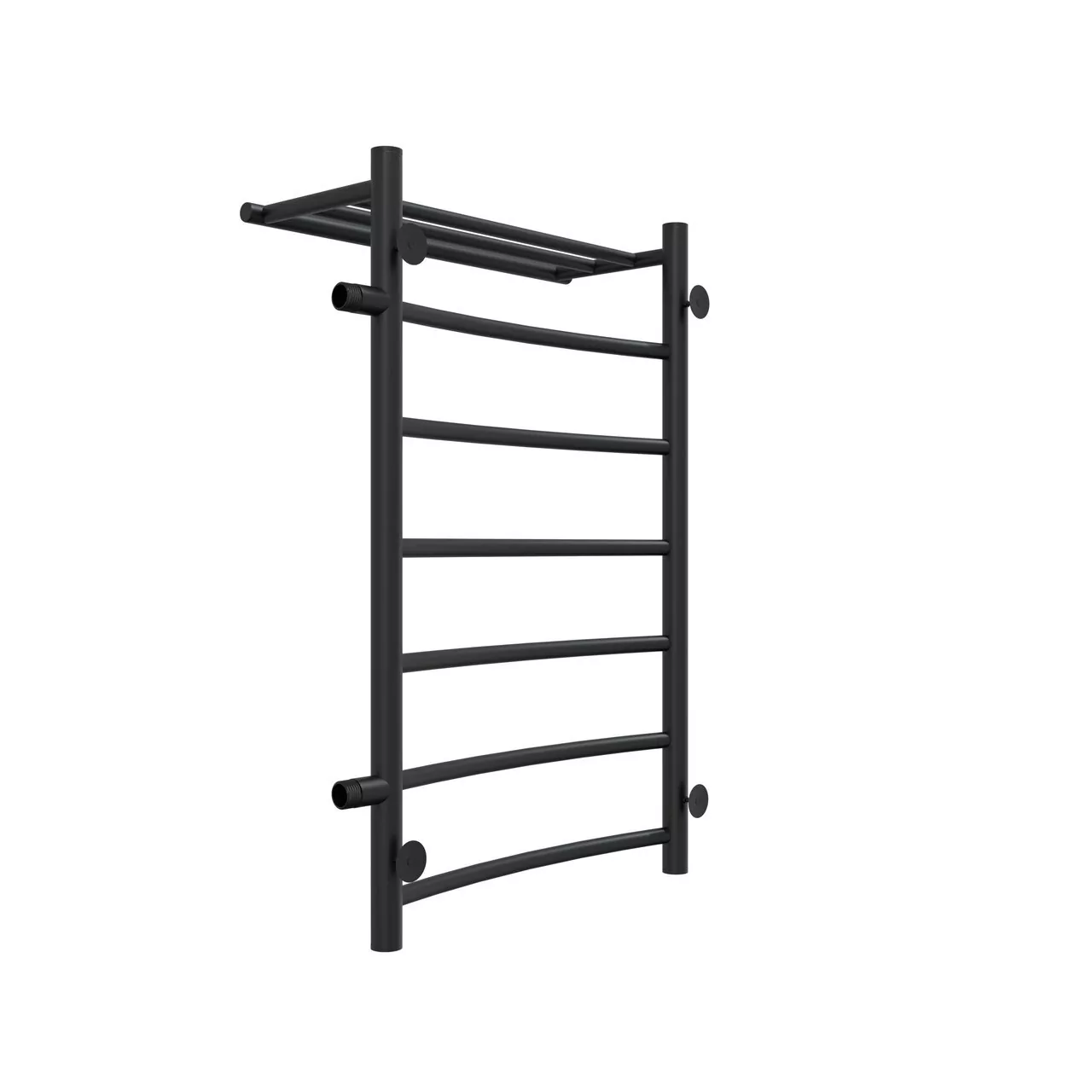 Полотенцесушитель водяной Laris Классик П7 500х800 R МЦ 500-1, боковой, с полкой, черный матовый