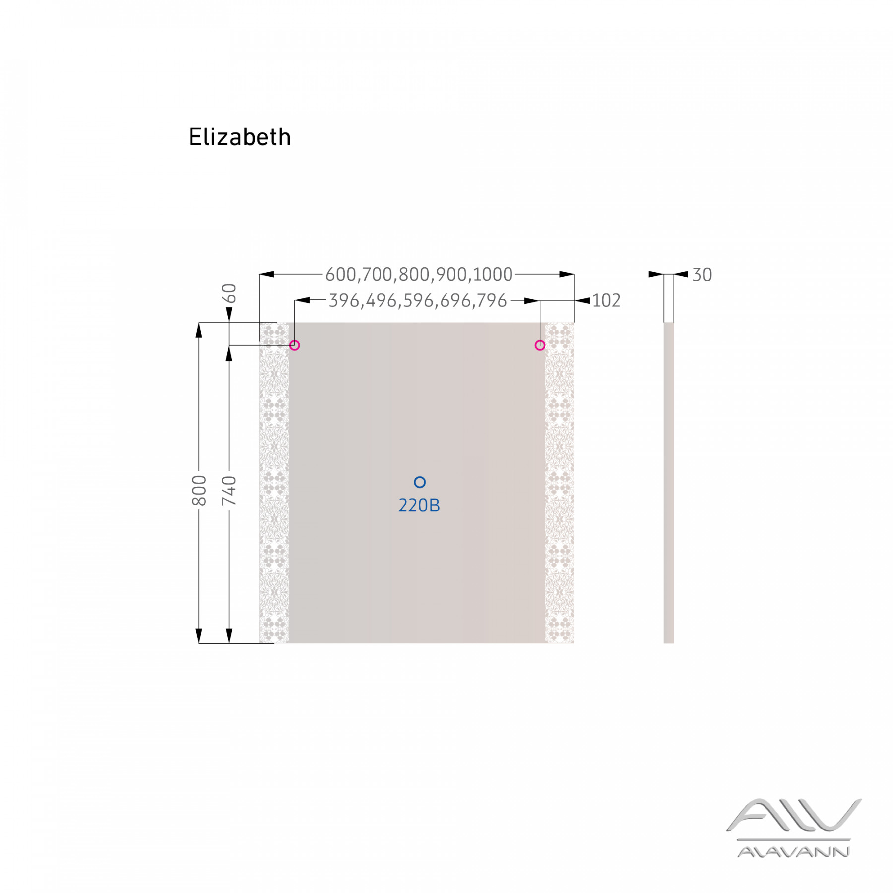 Зеркало Alavann Elizabeth 70 свет, ИК выключатель