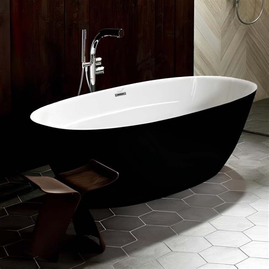 Ванна акриловая Cerutti Spa GRETA170GMB (1700x800x600) отдельностоящая, черная матовая снаружи, белая внутри,