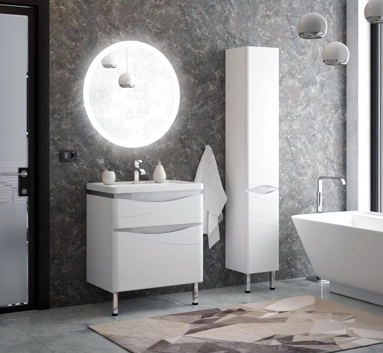 Тумба с раковиной Corozo Омаха 70 Z2 напольная, белая