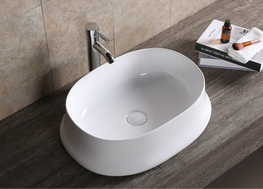 Раковина Ceruttispa CR0060 накладная, белая, овальная, глубокая 580х430х160