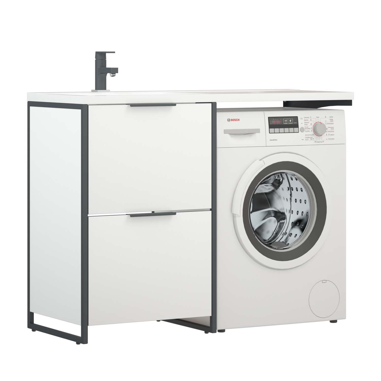 Тумба напольная Corozo Гера 120 Z с раковиной Мадлен 120 L, белый