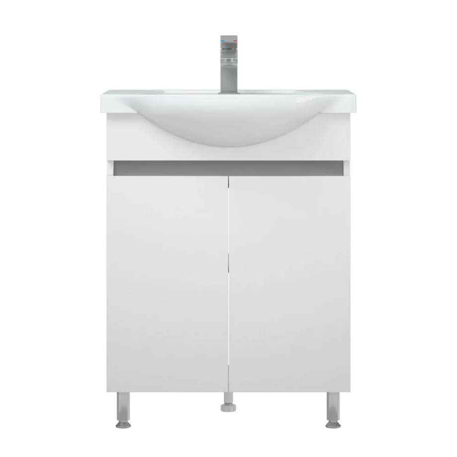 Тумба напольная Corozo Джуно 55 с раковиной Уют 55, белый