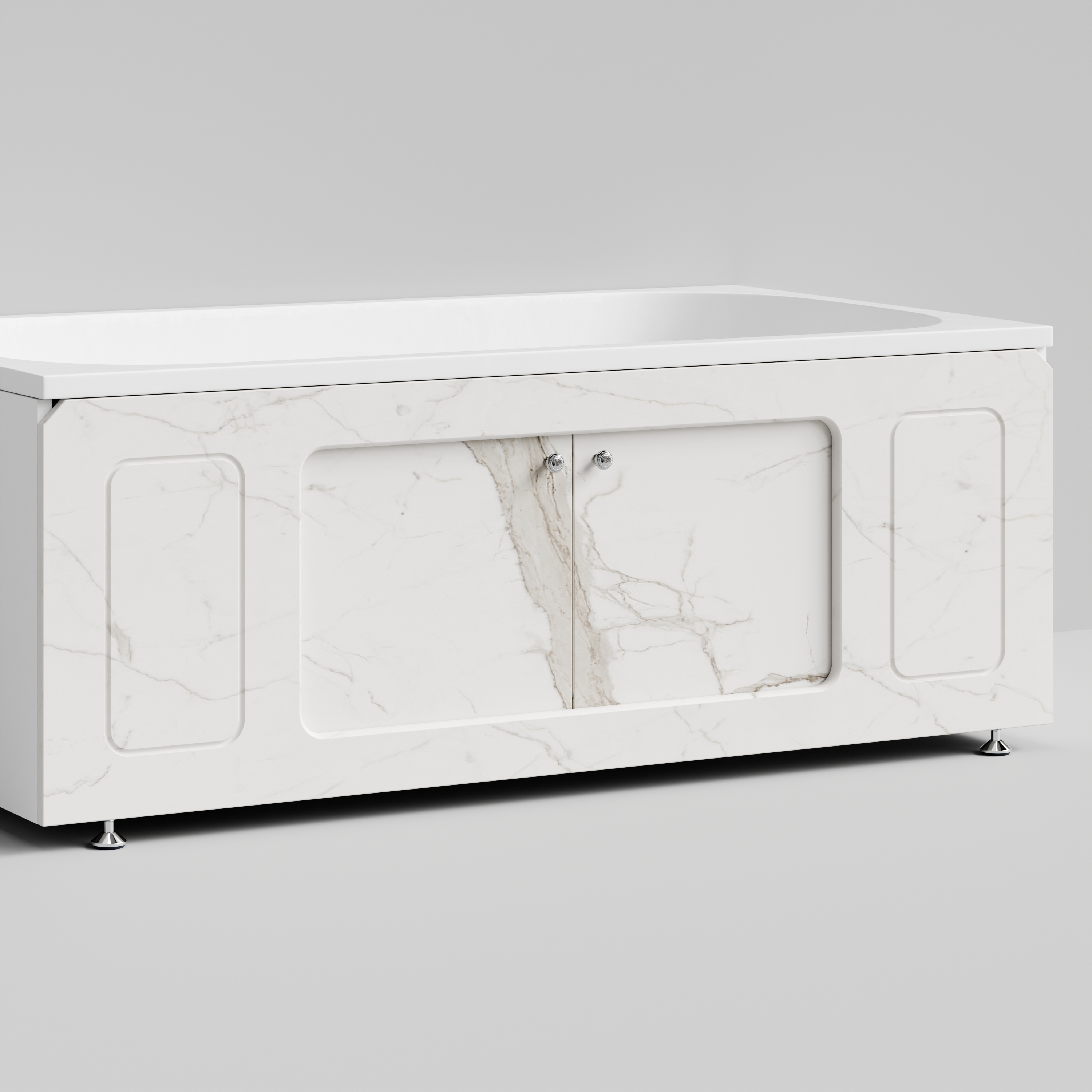 Экран под ванну Vod-ok Лидер 150 раздвижной Мрамор Белый натур милк