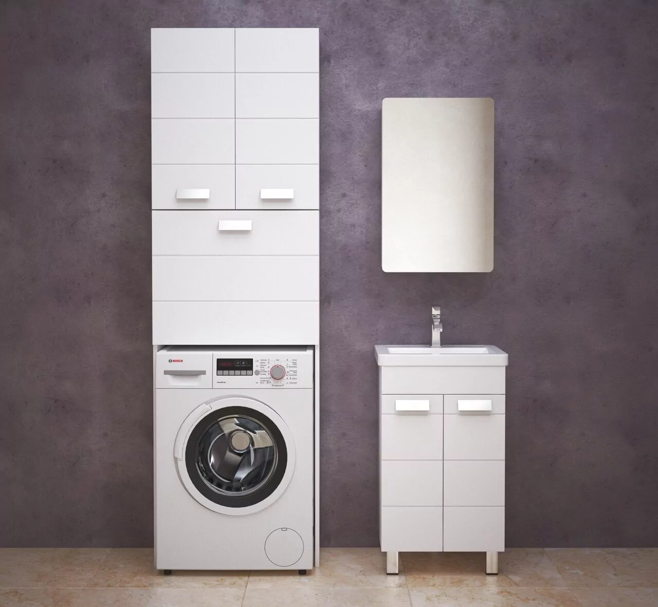 Тумба Corozo Денвер 50 с раковиной Como 50 напольная, белая