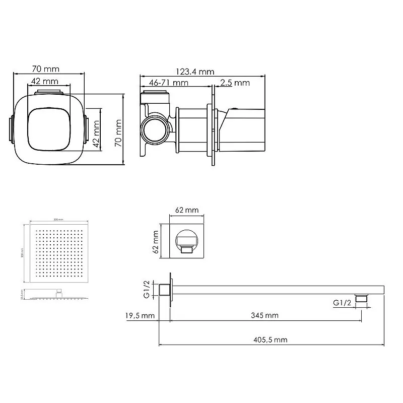 Душевой комплект WasserKraft Naab A8651.090.118 хром