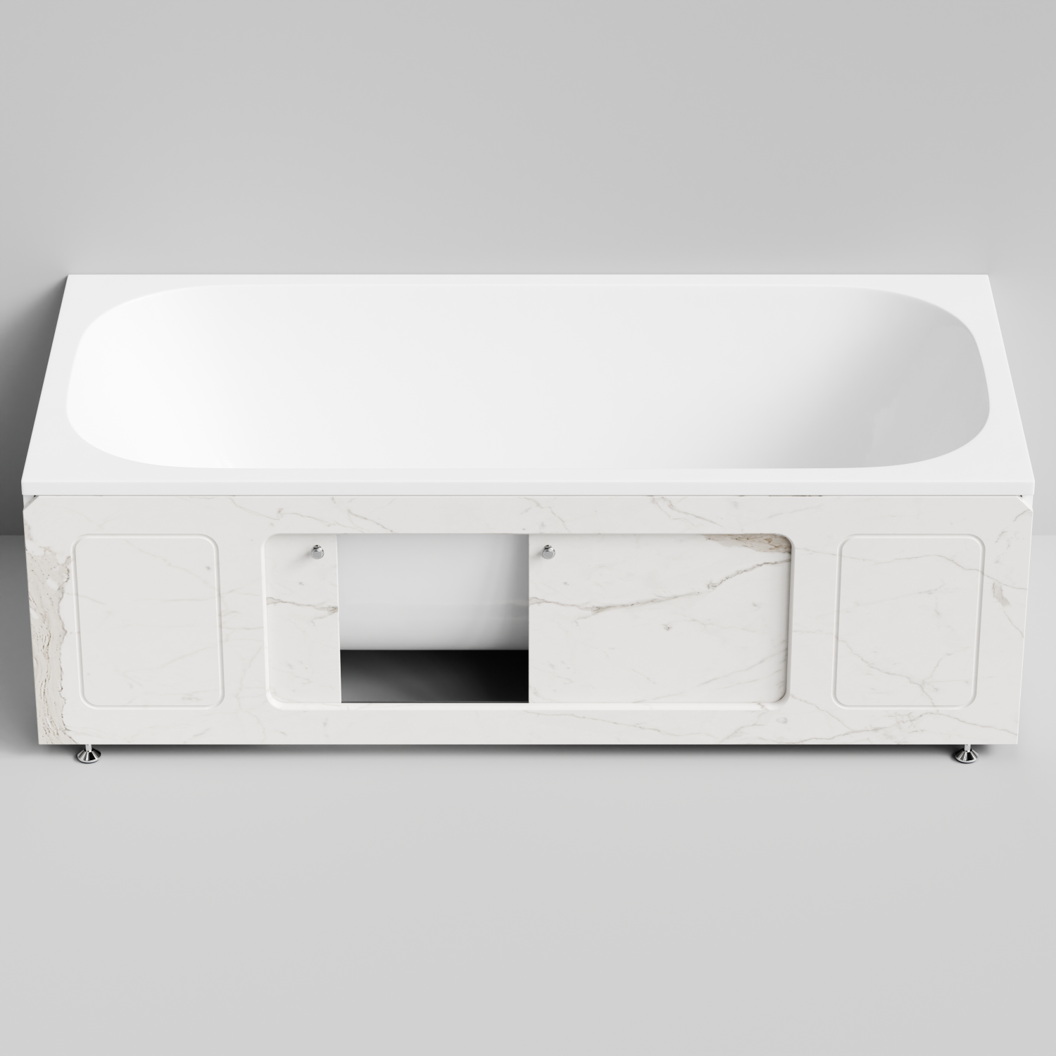 Экран под ванну Vod-ok Лидер 180 раздвижной Мрамор Белый натур милк