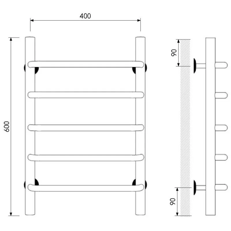 Полотенцесушитель водяной Laris Виктория П5 400х600 белый матовый