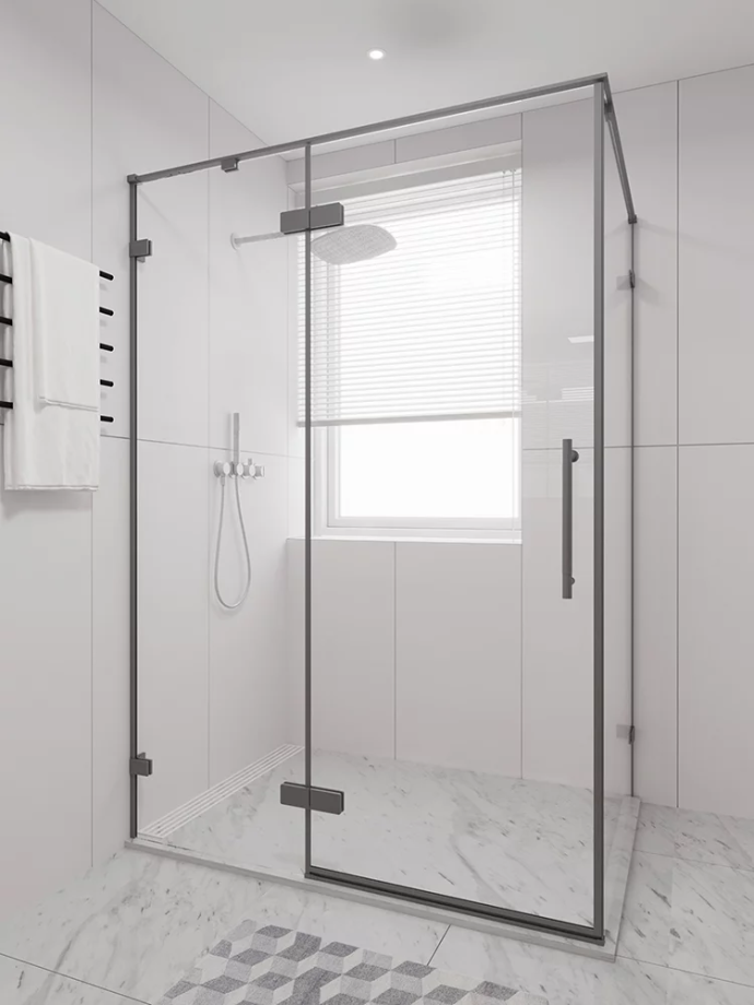 Душевой угол распашной Veconi Premium Alassio SP GR, 1200х800x2000, брашированный графит, стекло прозрачное осветленное