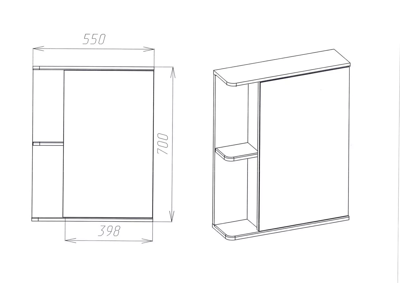 Зеркало-шкаф Viant Париж 55 R белый
