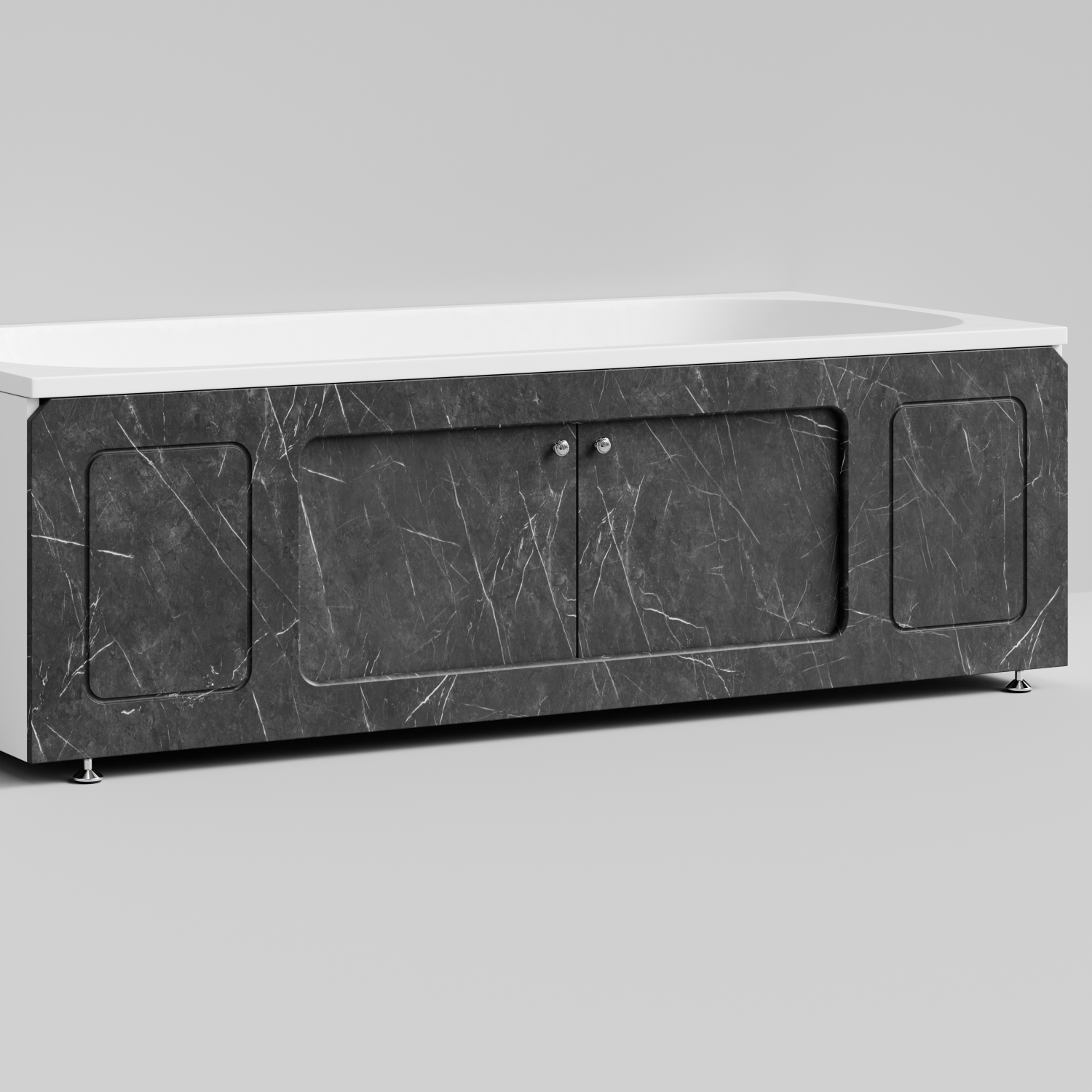 Экран под ванну Vod-ok Лидер 180 раздвижной Мрамор Графит софт тач