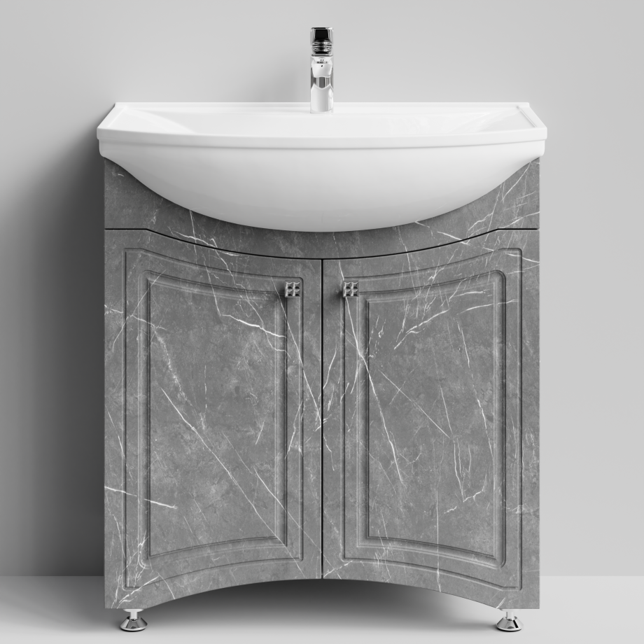 Тумба с раковиной Адам 75 напольная, Мрамор Серый софт тач