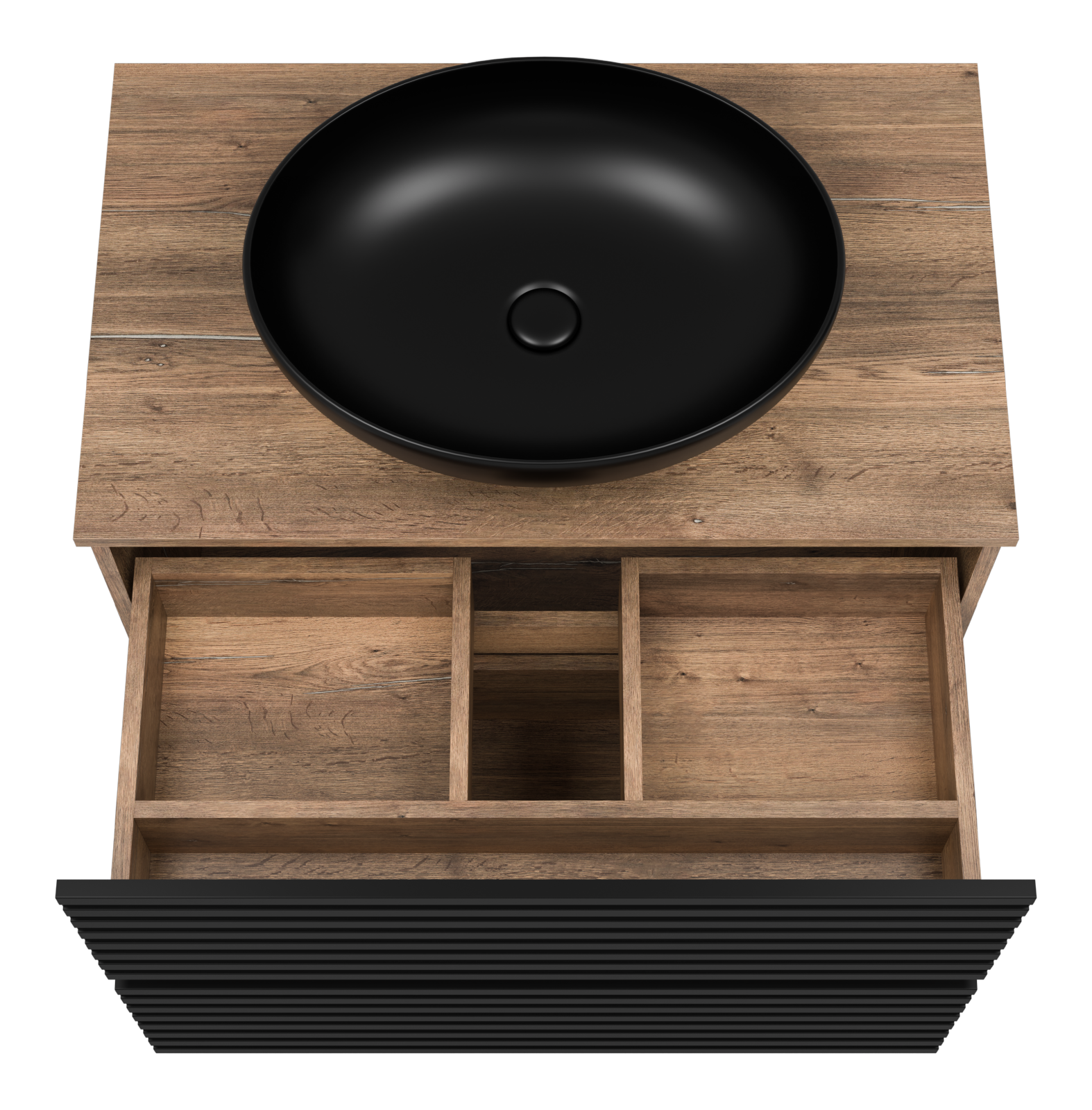 Тумба с раковиной Brevita Dakota 80 черный/дуб галифакс