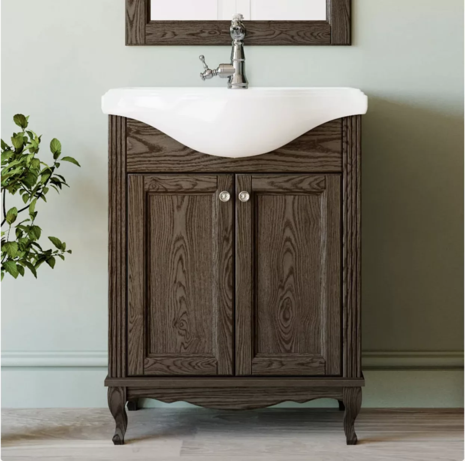 Тумба напольная ValenHouse Эллина 65 с раковиной Классик 65, 2 двери, кальяри, хром