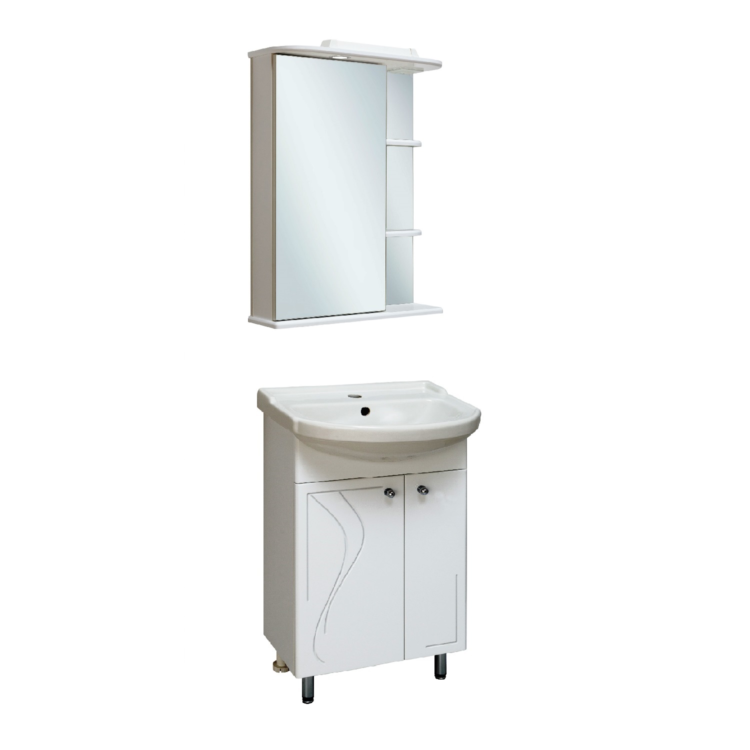 Зеркало-шкаф Runo Магнолия 50 L, белый