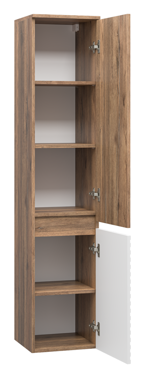 Пенал Brevita Dakota 35 напольный/подвесной, R, белый/дуб галифакс олово