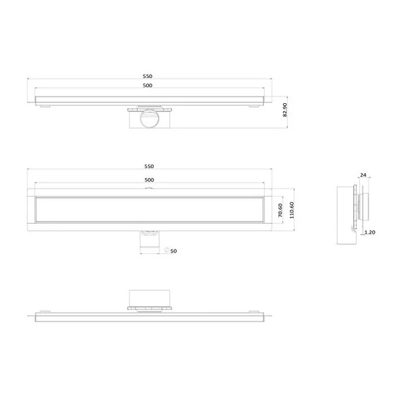 Душевой лоток ALMAes Arianda 50 AR50CH нержавеющая сталь