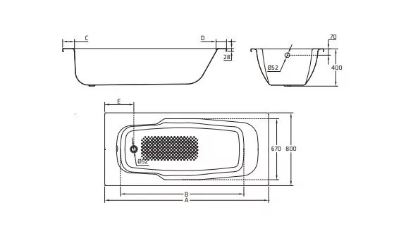 Ванна стальная BLB Atlantica HG B70J 170х80 с отверстиями под ручки