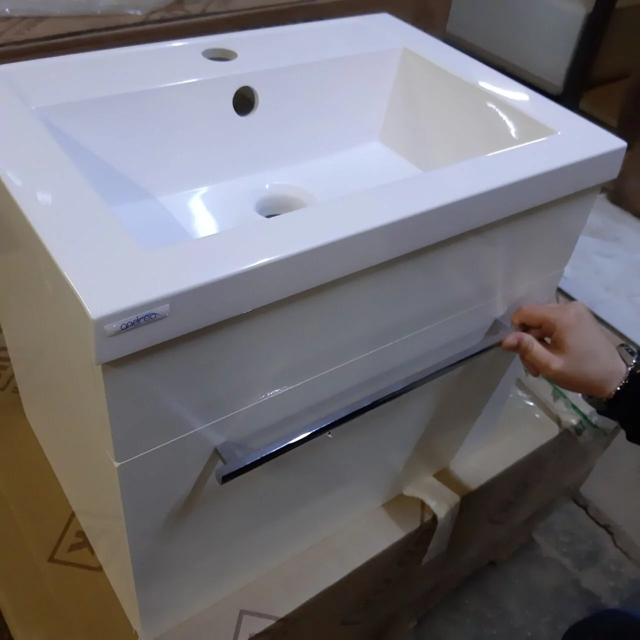 Тумба с раковиной Vod-ok Элис 50 подвесная, 1 ящик, белая