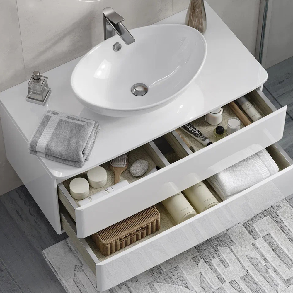 Тумба с раковиной подвесная Velvex Luna tp.LUN.100.2Y, 100 см