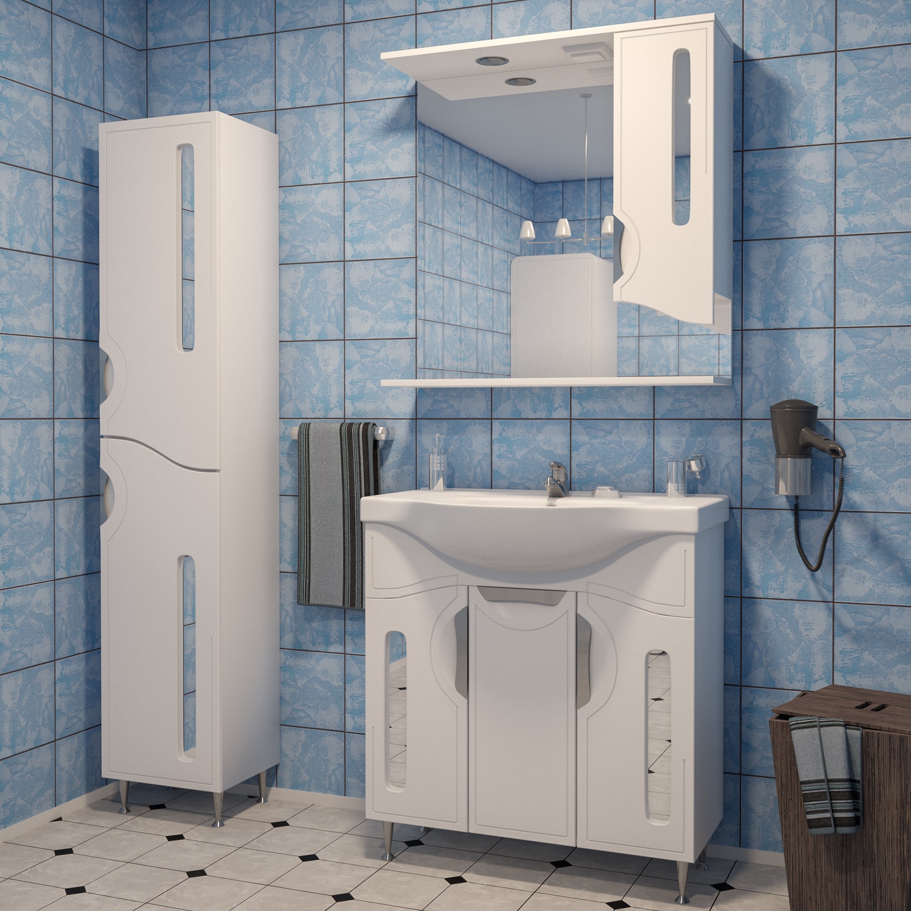 Тумба с раковиной Stella Polar Сильва 80 напольная, белая