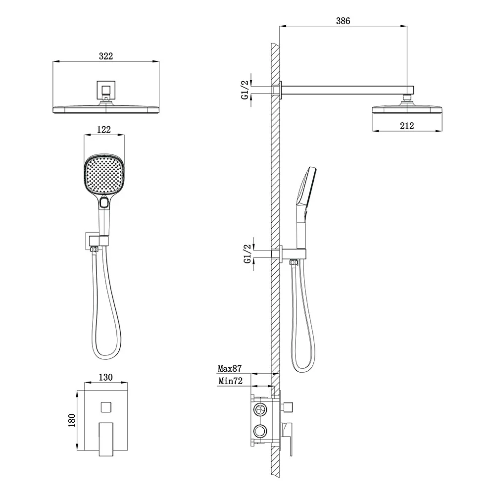 Встраиваемая душевая система Veconi AVELLA AV-410-G-C4, Золото брашинг