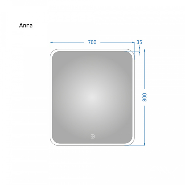Зеркало Alavann Anna 70 свет, сенсор, антизапотевание, белый