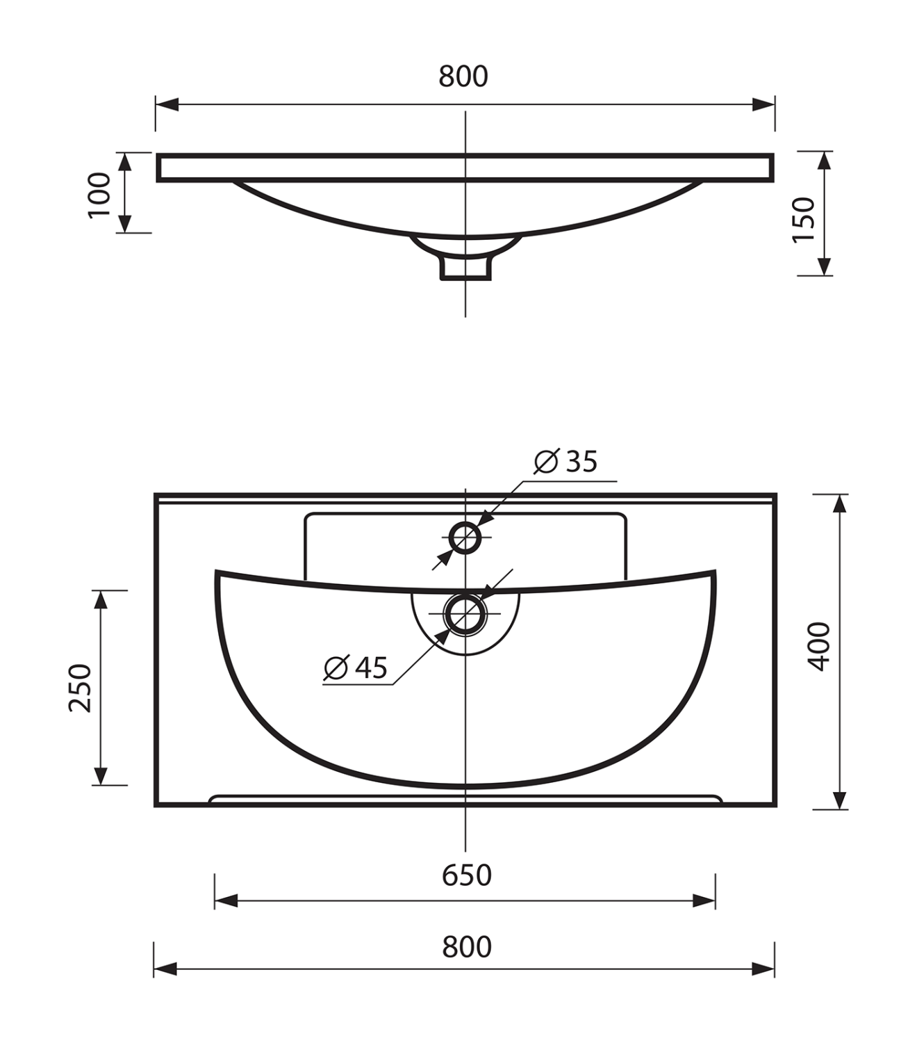 Тумба с раковиной Misty Модерн 80, белый