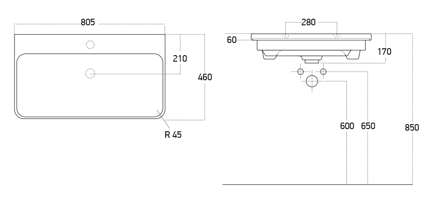 Тумба с раковиной Brevita Victory 80 подвесная, белый