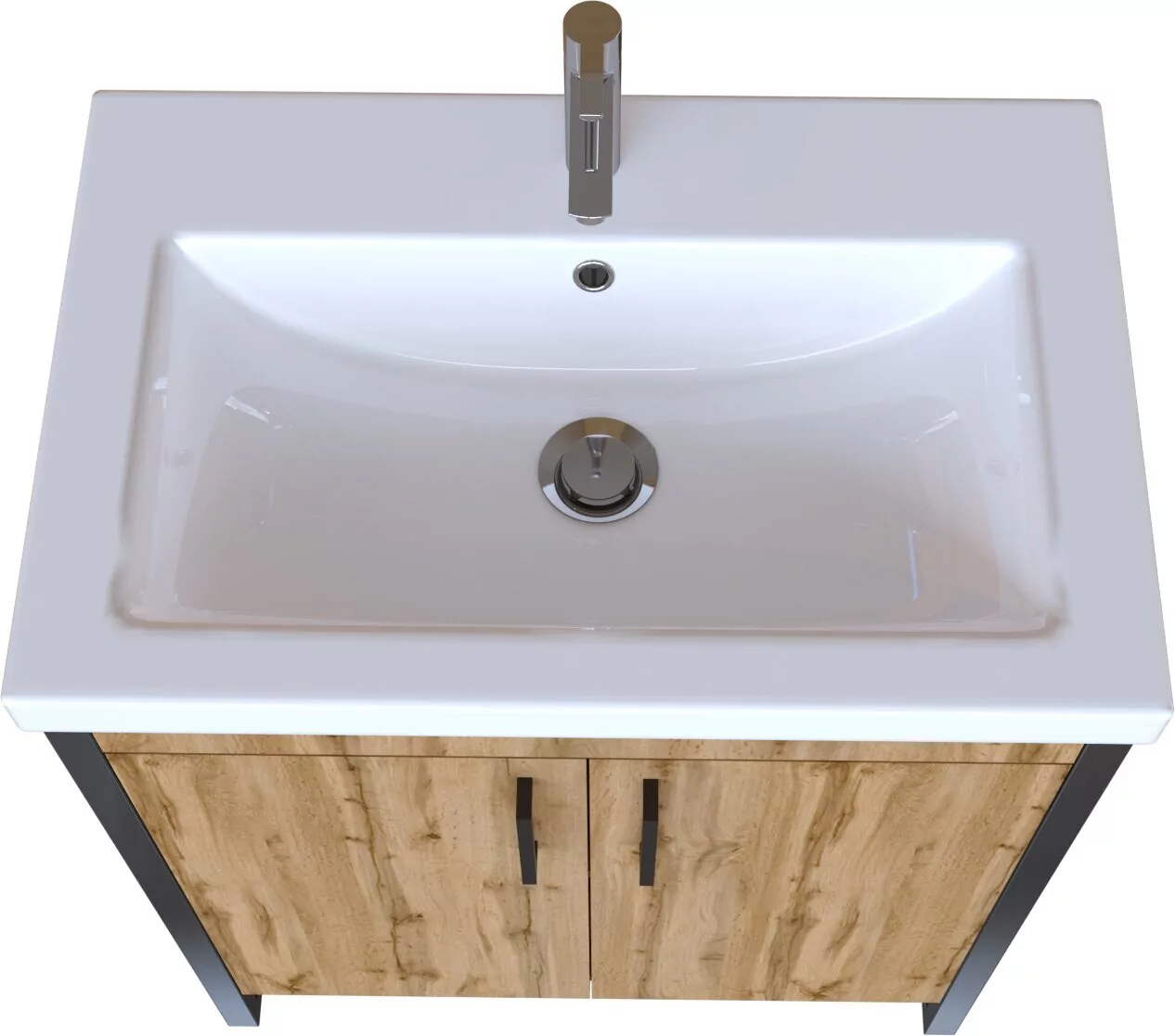 Тумба напольная 1Marka Grunge loft 70Н с раковиной Como 70, 2 двери, дуб вотан