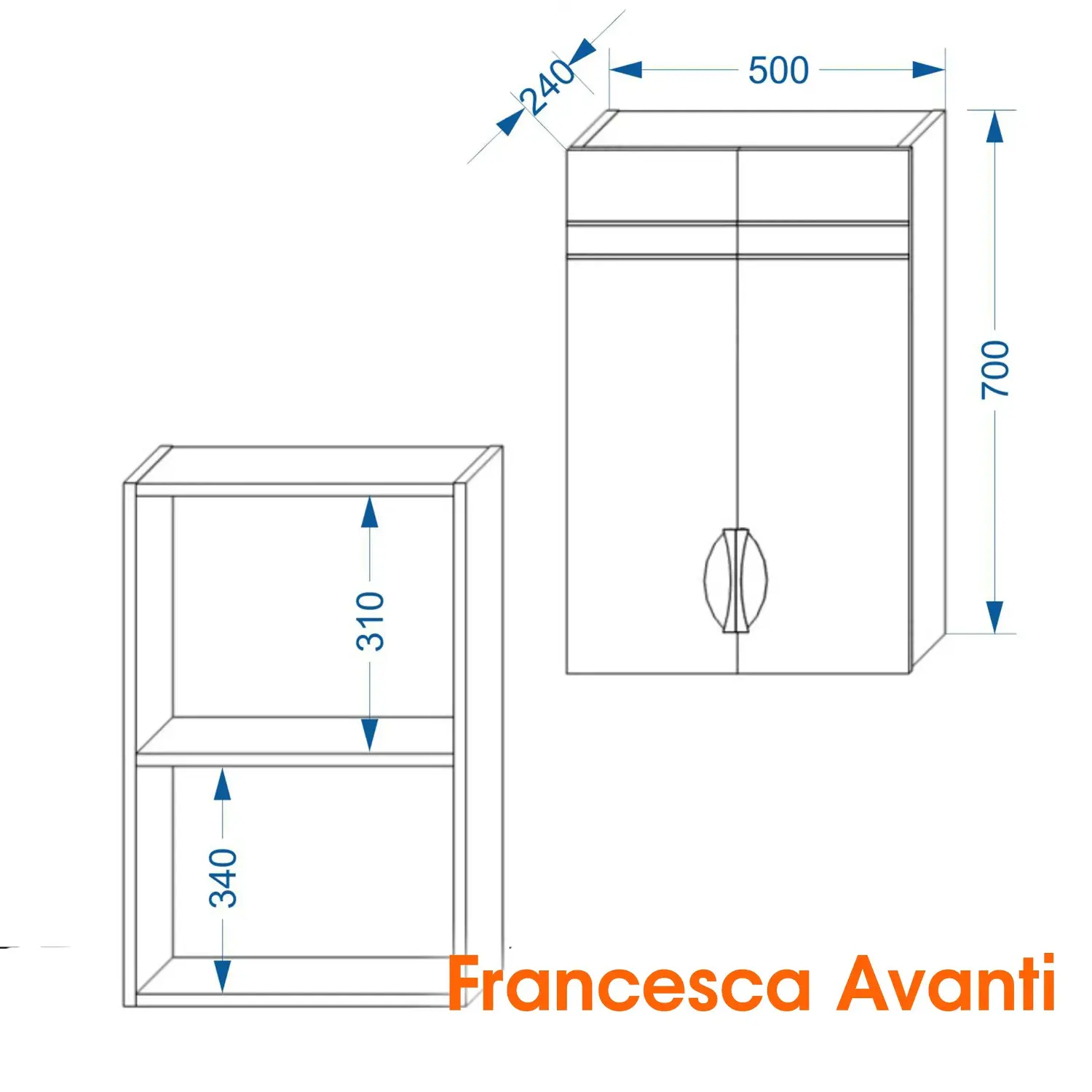 Шкаф навесной Francesca Доминго 50 белый от магазина Vanna-Vanna.ru!