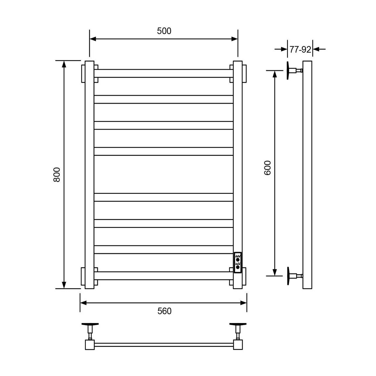 Полотенцесушитель электрический Veconi Barro-A B8050B-A 500х800, черный