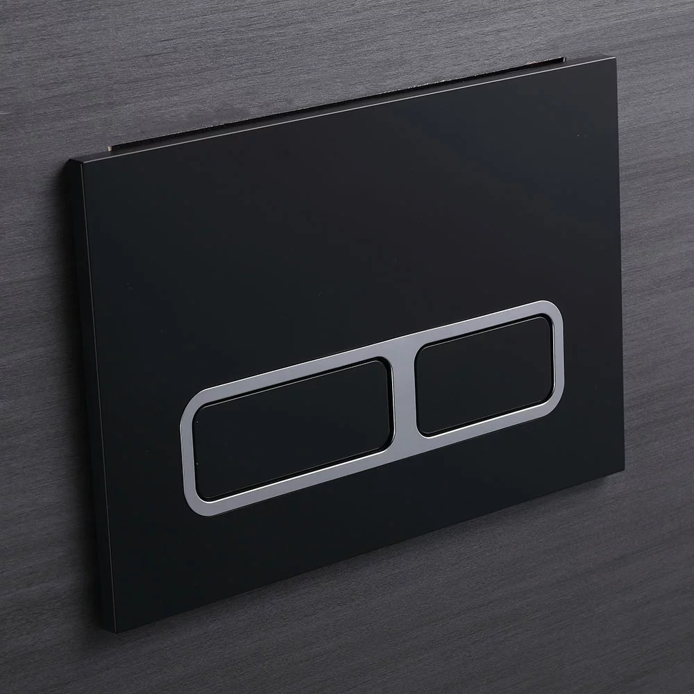 Кнопка смыва Veconi FLUSH V13, FLV13-BC, 240х162х7, пластик, черный матовый, кайма - хром глянец