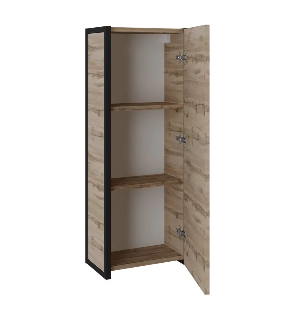 Шкаф навесной 1Marka Grunge loft 35П R, 1 дверь, с зеркалом, дуб вотан/черный