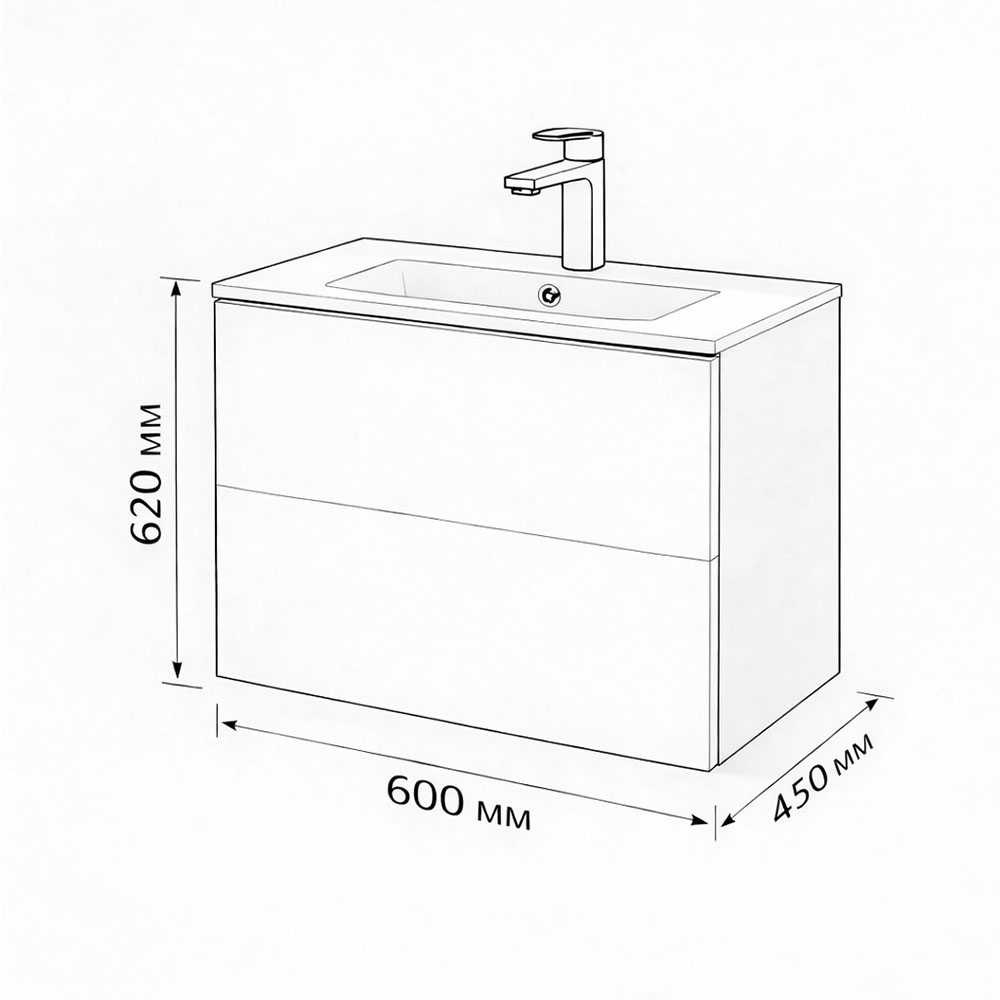 Тумба с раковиной подвесная (60 см) Terminus Aurora AUR10602900301O, белый