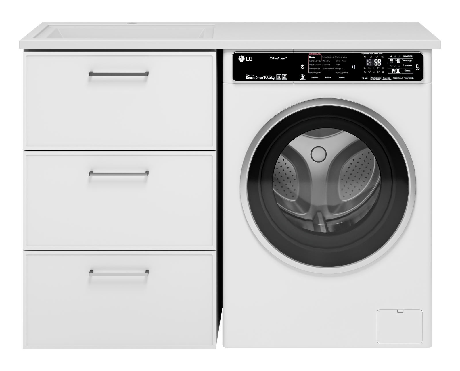 Тумба с раковиной Brevita Frame 55 под стиральную машину напольная левая (белая)