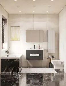 Зеркало-шкаф Aquaton Ар-Деко 85 серый кобальт