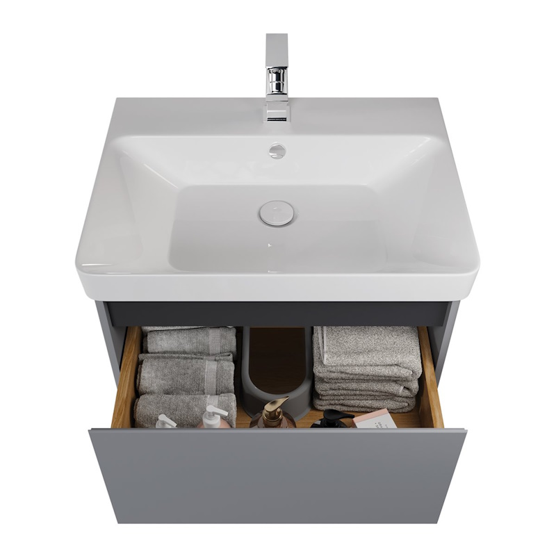 Тумба с раковиной напольная Dreja Luxury Plus 60 см, серый базальт