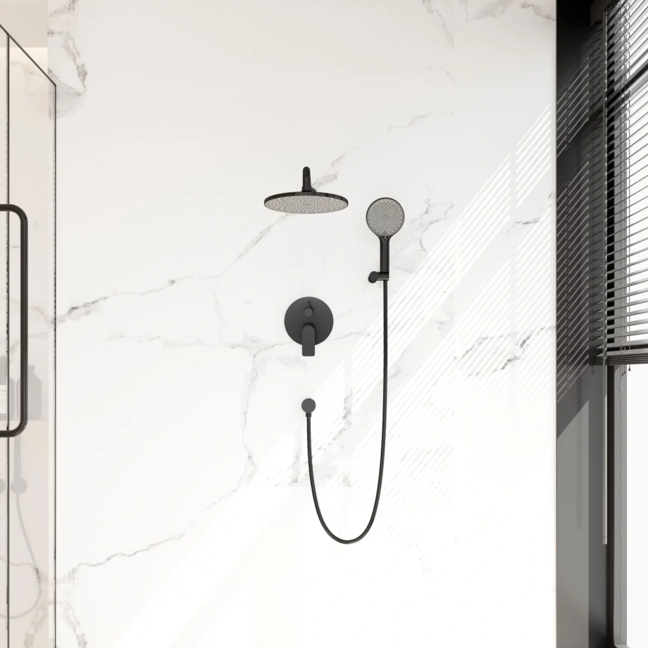 Встраиваемая душевая система Veconi TEORA TE-500-B-C4, Чёрный матовый