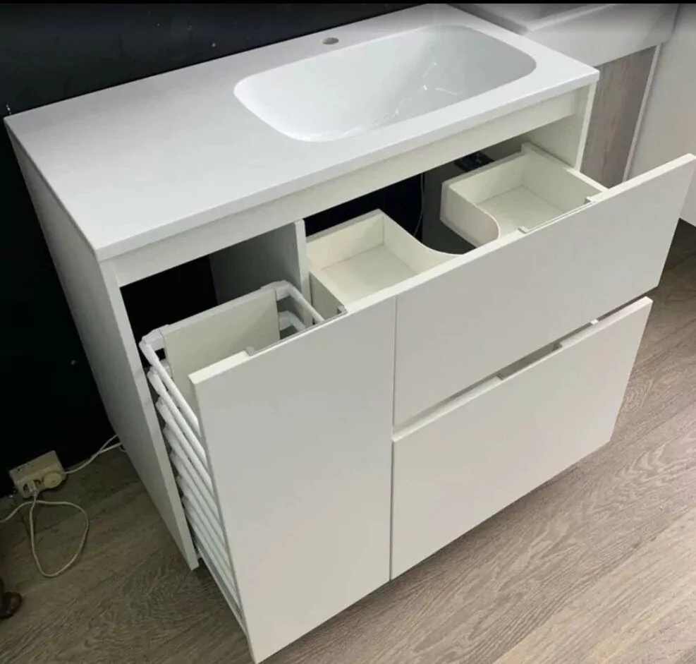 Тумба напольная Style Line Барселона 90 R с раковиной Барселона 90, с корзиной, белая от магазина Vanna-Vanna.ru!