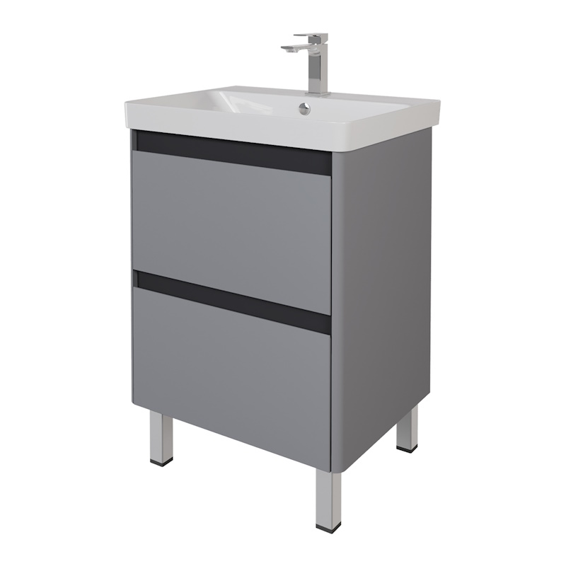 Тумба с раковиной напольная Dreja Luxury Plus 60 см, серый базальт