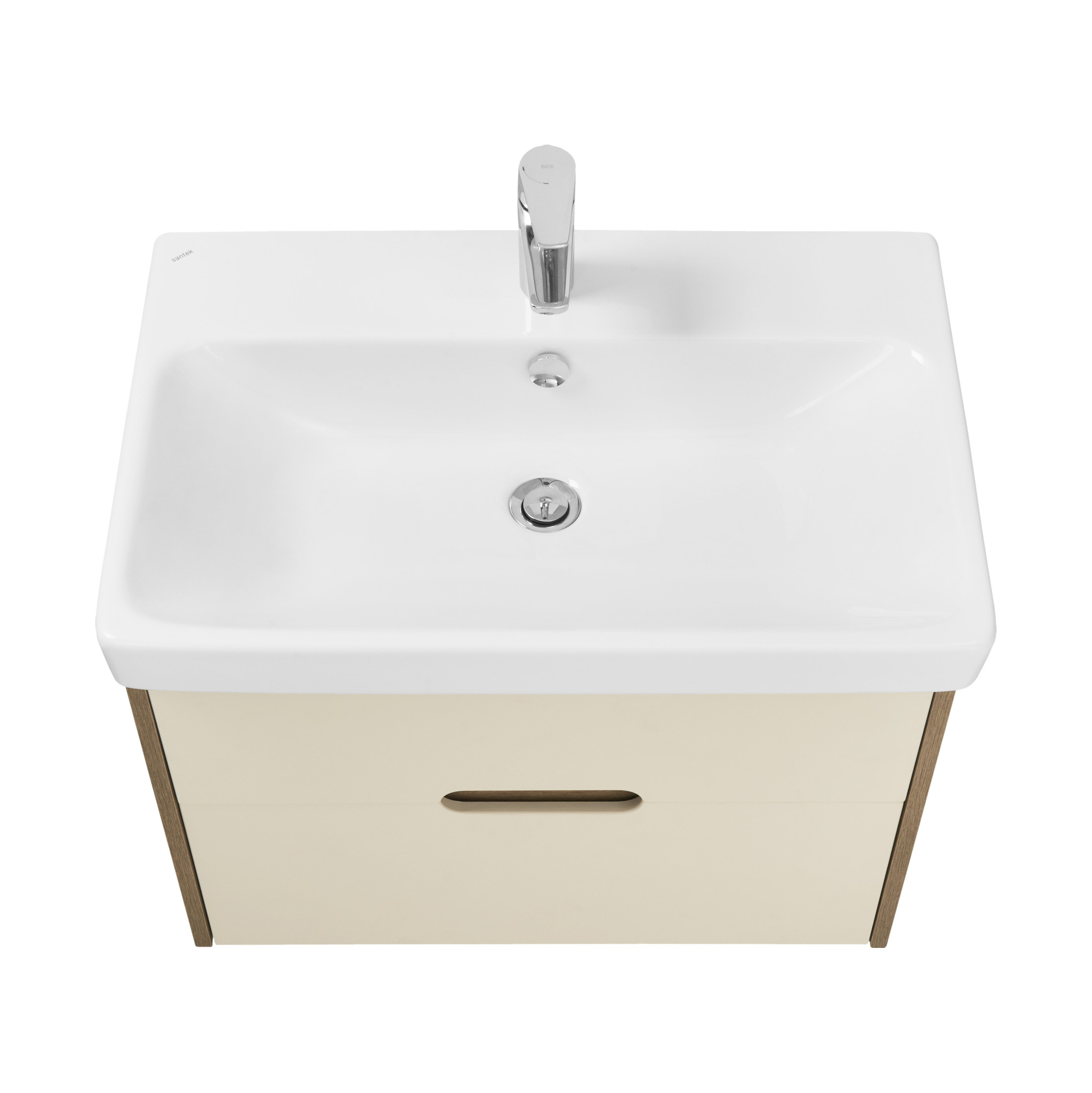 Тумба Aquaton Оливия 70 с раковиной Адриана 70 подвесная, 2 ящика, бежевый, дуб велл