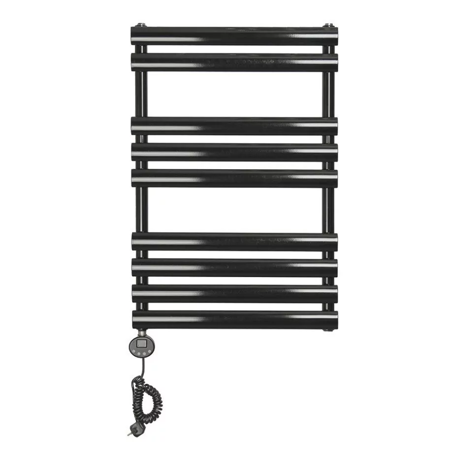 Полотенцесушитель электрический Domoterm Альфа П9 500х820 EL левый, черный матовый