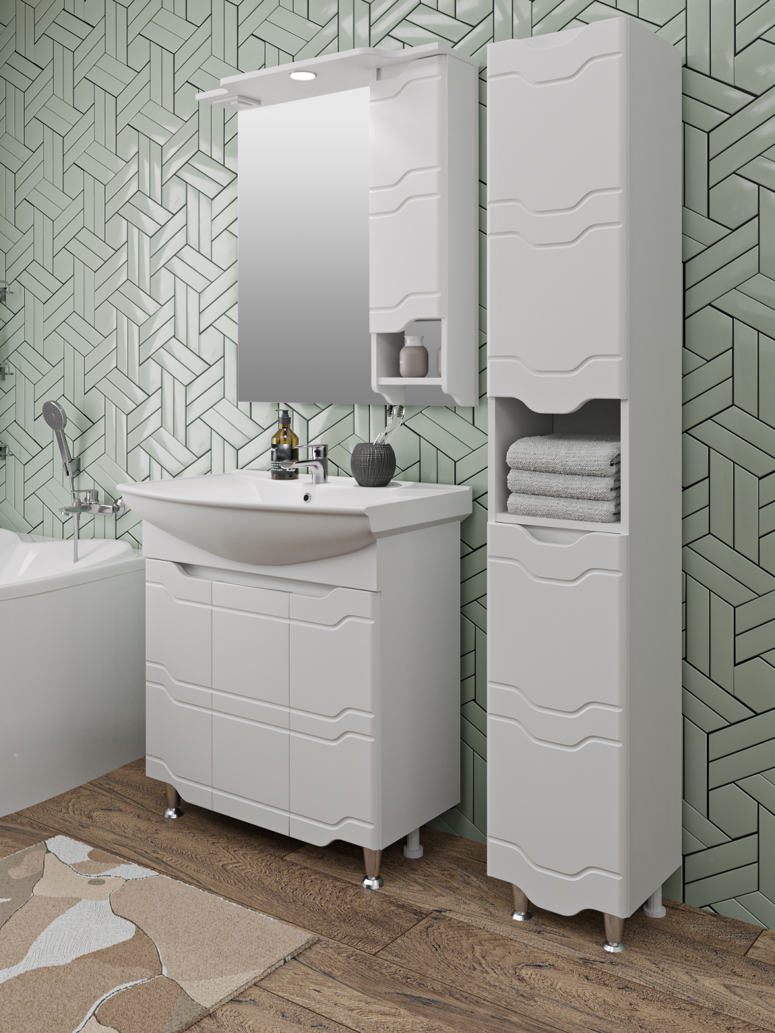 Тумба напольная Runo Стиль 75 с раковиной Стиль 75, белый