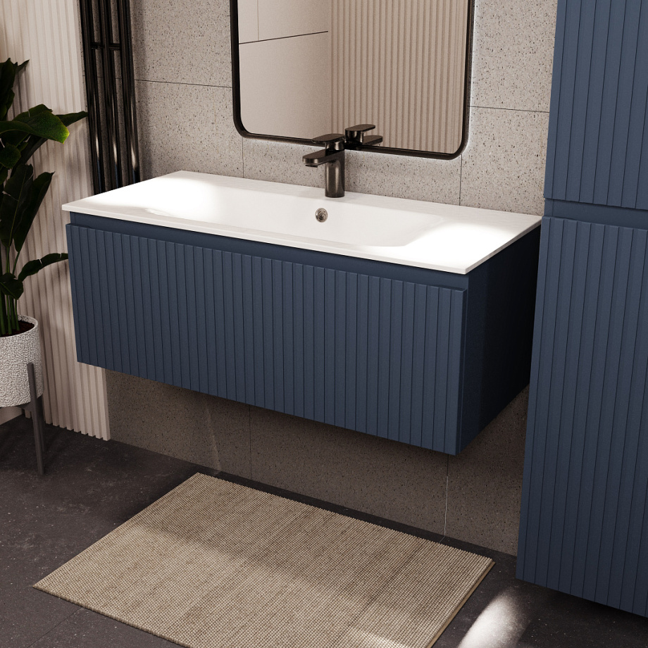 Тумба с раковиной подвесная (100 см) Terminus Vatikan VAT101001703101O, серый шёлк