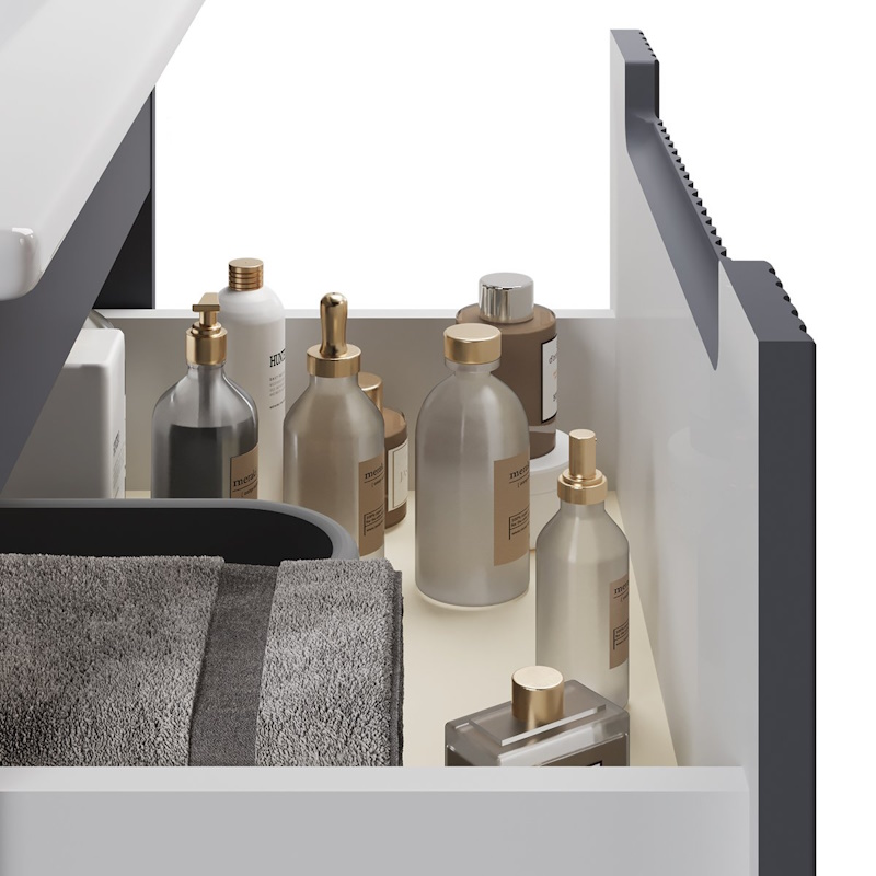 Тумба с раковиной подвесная Dreja Euphoria 100 см, серый базальт